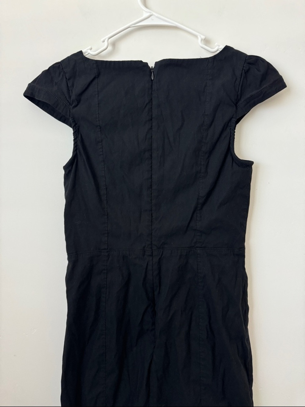 Anthropologie Black Midi Dress with Cap Sleeves and Button Front - Picture 8 of 9